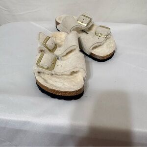 Birkenstock Arizona Shearling Suede Slide Sandals
